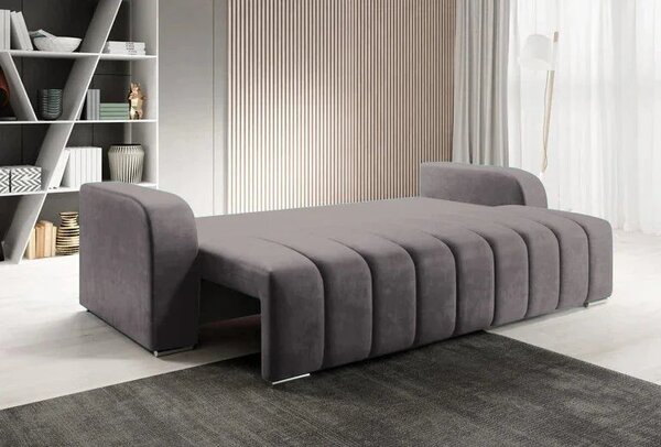 Canapea Extensibilă 3 locuri Armando, cu ladă de depozitare, Verde - Gri, 230x92x90 cm