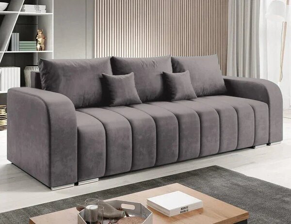 Canapea Extensibilă 3 locuri Armando, cu ladă de depozitare, Verde - Gri, 230x92x90 cm
