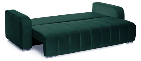 Canapea Extensibilă 3 locuri Armando, cu ladă de depozitare, Verde - Gri, 230x92x90 cm
