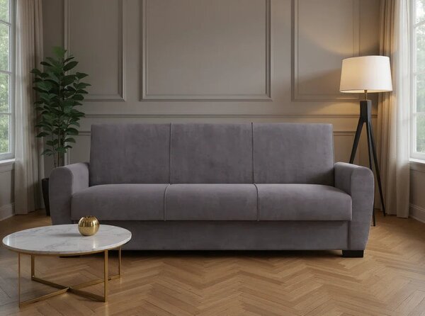 Canapea Extensibilă 3 locuri Valencia, cu ladă de depozitare, Bej - Gri, 220x68x90 cm