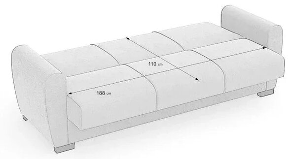 Canapea Extensibilă 3 locuri Valencia, cu ladă de depozitare, Bej - Gri, 220x68x90 cm