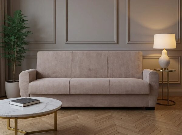 Canapea Extensibilă 3 locuri Valencia, cu ladă de depozitare, Bej - Gri, 220x68x90 cm