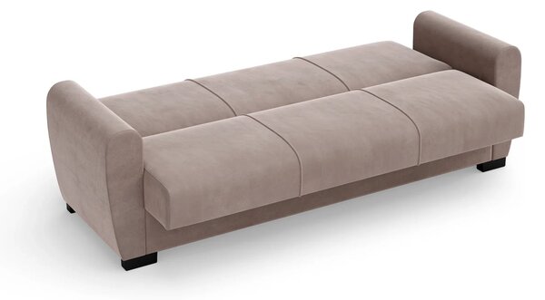 Canapea Extensibilă 3 locuri Valencia, cu ladă de depozitare, Bej - Gri, 220x68x90 cm