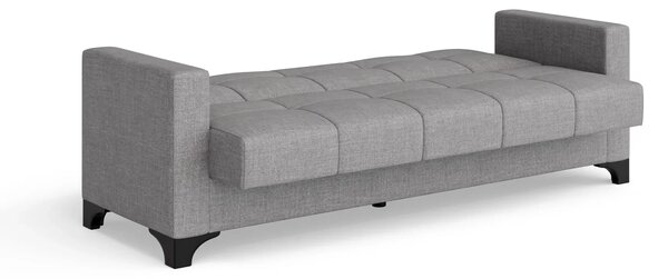 Canapea extensibila 3 locuri Salonika, cu lada de depozitare, Gri, 215x70x95 cm