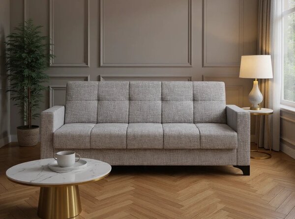 Canapea extensibila 3 locuri Salonika, cu lada de depozitare, Gri, 215x70x95 cm