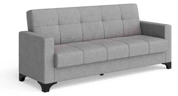 Canapea extensibila 3 locuri Salonika, cu lada de depozitare, Gri, 215x70x95 cm