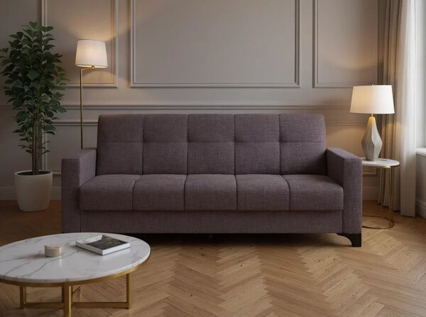Canapea extensibila 3 locuri Salonika, cu lada de depozitare, Gri, 215x70x95 cm