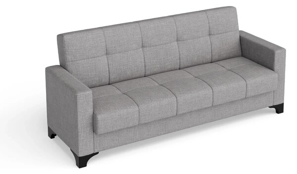 Canapea extensibila 3 locuri Salonika, cu lada de depozitare, Gri, 215x70x95 cm