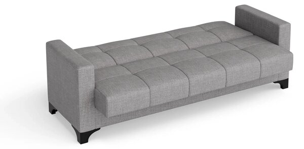 Canapea extensibila 3 locuri Salonika, cu lada de depozitare, Gri, 215x70x95 cm
