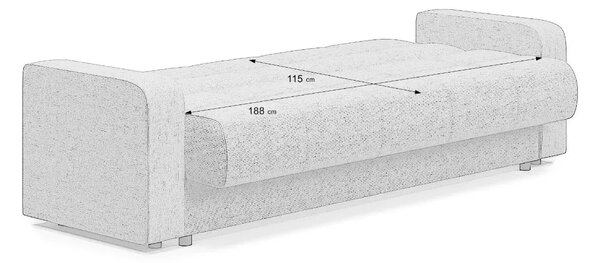Canapea extensibila 3 locuri Thassos cu lada de depozitare, Bej - Maro, 220x70x90 cm
