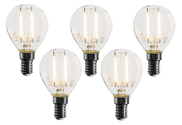 Set de 5 becuri LED E14 reglabile P45 transparente 3W 250 lm 2700K