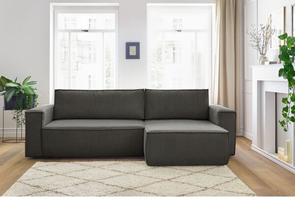 Coltar extensibil Capri interschimbabil cu lada de depozitare, Bej - Gri, 275x145x85 cm