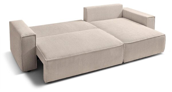 Coltar extensibil Capri interschimbabil cu lada de depozitare, Bej - Gri, 275x145x85 cm