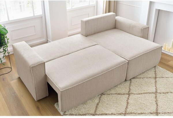 Coltar extensibil Capri interschimbabil cu lada de depozitare, Bej - Gri, 275x145x85 cm