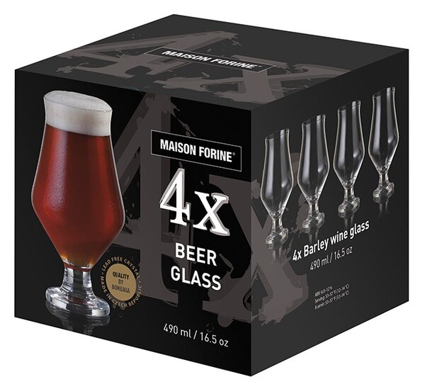 Set 4 pahare bere cu picior 490ml, Barley