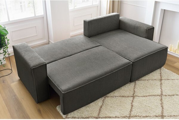 Coltar extensibil Capri interschimbabil cu lada de depozitare, Bej - Gri, 275x145x85 cm