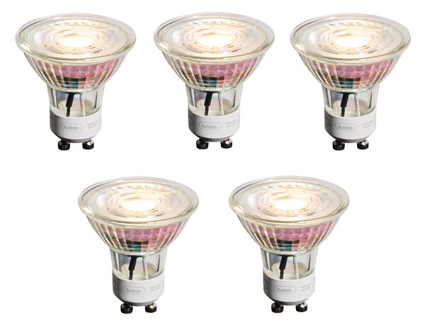 Set de 5 becuri LED GU10 de 50 mm, reglabile, clare, 4,9 W, 450 lm, 2700 K