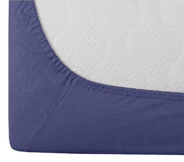 Cearsaf jersey albastru marin 90 x 200 cm