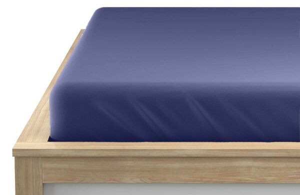 Cearsaf jersey albastru marin 90 x 200 cm