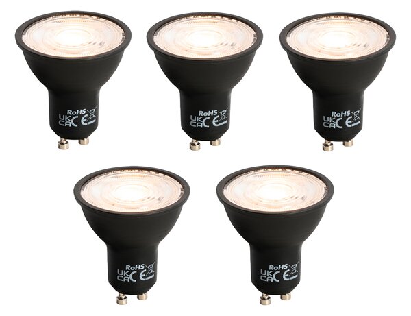 Set de 5 becuri LED GU10 reglabile, negru, 6W, 500lm, 2700K