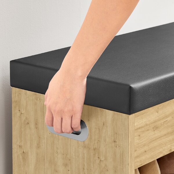 Banca cu dulap pentru incaltaminte si sezut negru din piele ecologica TAYLOR ARTISAN 80x30x44 cm