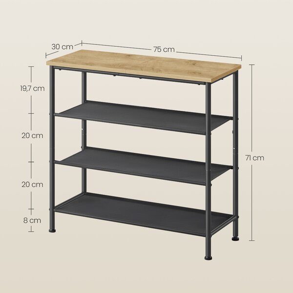 Dulap de incaltaminte TAYLOR ARTISAN cu structura neagra 75x71 cm, 3 rafturi