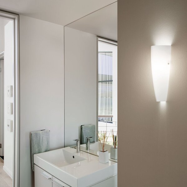 Fabas Luce Aplică de perete albă Dedalo IP44, reglabil, Alb, Baie, Sticlă, Modern