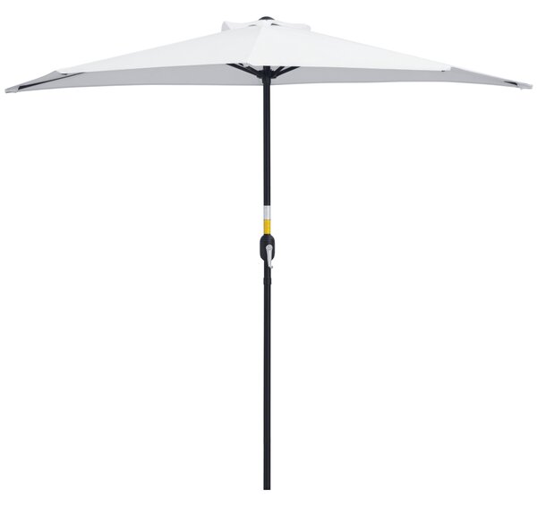 Outsunny Umbrelă Semicirculară de Perete cu Deschidere cu Manivelă și 5 Spițe, 2.6x1.35x2.3 m, Alb | Aosom Romania
