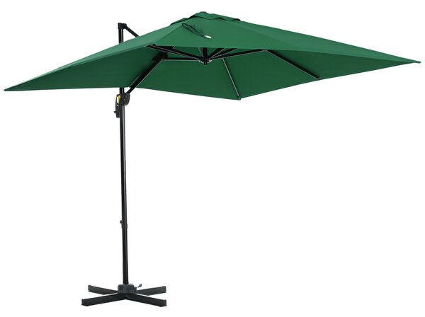 Outsunny Umbrelă de Grădină cu Manivelă, Rotire la 360°, Orificii de Ventilație și Parasolar Reglabil, 2.5x2.5 m, Verde | Aosom Romania