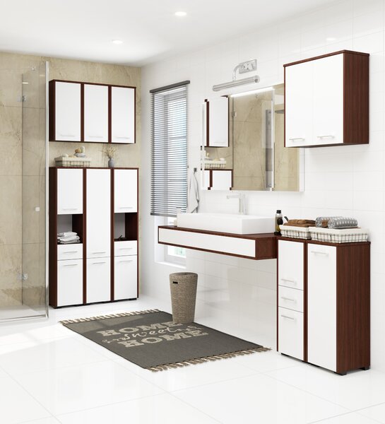 Dulap de baie Farid 2D 1SZ 1W (wenge + alb). Promo -22%. 1152001