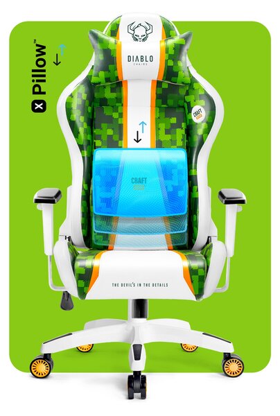 Scaun gaming Diablo X-One 2.0 Craft Normal Size: alb-verde