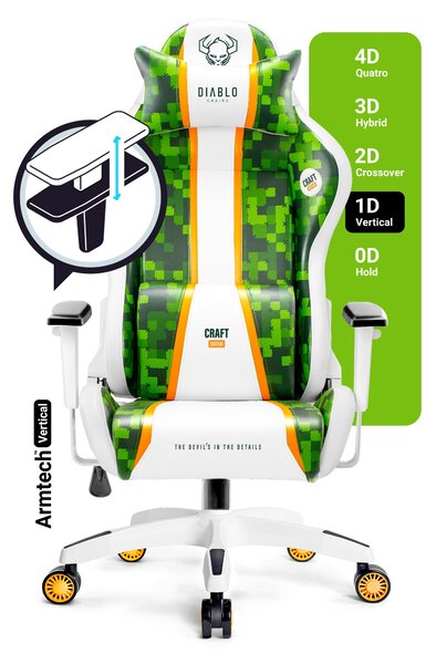 Scaun gaming Diablo X-One 2.0 Craft Normal Size: alb-verde
