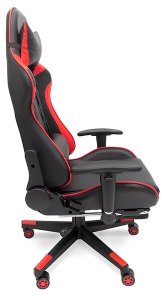 Scaun de gaming, cu funcție de masaj și suport pentru picioare - roșu