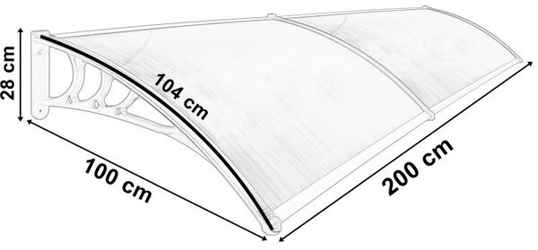 Copertina fixa policarbonata, 200x100cm, accesorii montare, culoare maro