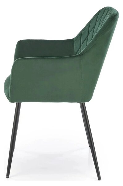 Scaun K558, verde inchis/negru, stofa catifelata/metal, 59x60x86 cm
