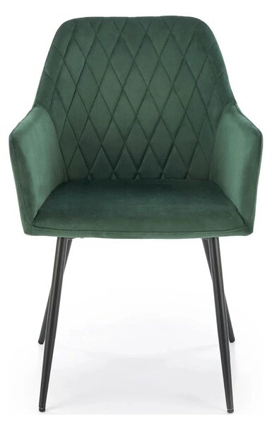 Scaun K558, verde inchis/negru, stofa catifelata/metal, 59x60x86 cm