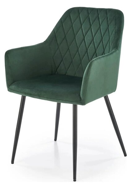 Scaun K558, verde inchis/negru, stofa catifelata/metal, 59x60x86 cm