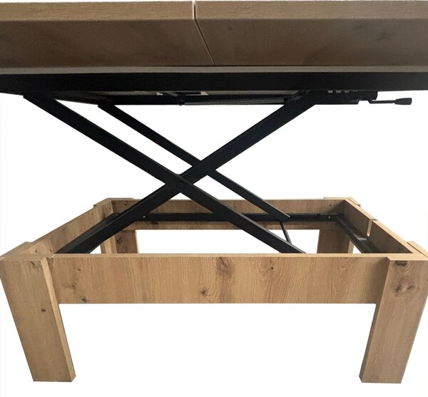 Masa Extensibila Transformer, Intaltime Reglabila, 7 nivele, Mobiref, 118 x 100 x 75 cm, PAL Stejar Artisan 18 mm
