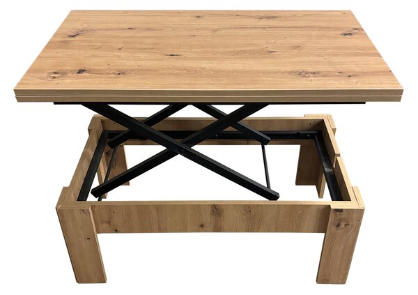 Masa Extensibila Transformer, Intaltime Reglabila, 7 nivele, Mobiref, 118 x 100 x 75 cm, PAL Stejar Artisan 18 mm