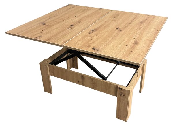 Masa Extensibila Transformer, Intaltime Reglabila, 7 nivele, Mobiref, 118 x 100 x 75 cm, PAL Stejar Artisan 18 mm