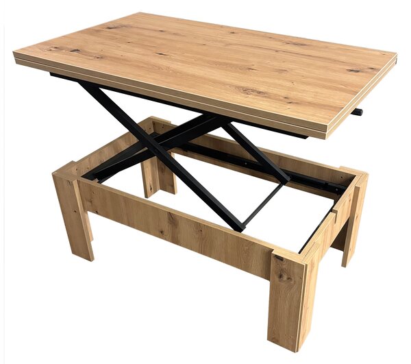 Masa Extensibila Transformer, Intaltime Reglabila, 7 nivele, Mobiref, 118 x 100 x 75 cm, PAL Stejar Artisan 18 mm