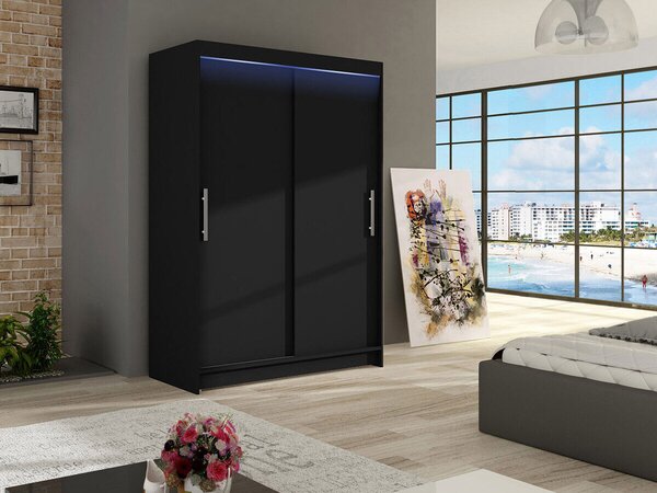 Dulap Closico 117Negru, 200x120x58cm, Uși dulap: Glisante