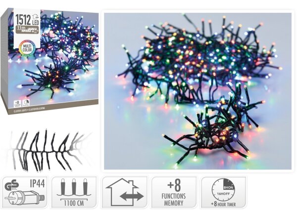 Instalație luminoasă LED de exterior pentru Crăciun 1512xLED/230V/8 funcții 14 m IP44 multicolor