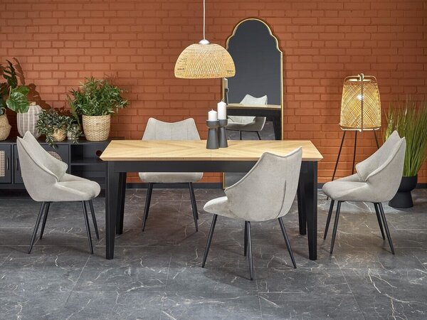 Set de mese Houston 1753, 75x90x160cm, Lemn: Fag, Stejar