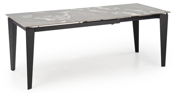 Masă Houston 2157Marmură cenușie, Negru, 8x8x14cm, ExtensieExtensie, Piatră sinterizată, Metal