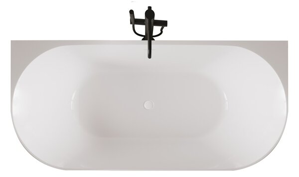 Erga Norah Slim, cadă de baie independentă lipită de perete 170x70 cm + dop de scurgere, alb lucios, ERG-NORAH-SLIM-170070-WH-WH