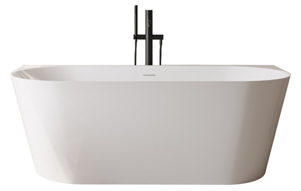 Erga Norah Slim, cadă de baie independentă lipită de perete 170x70 cm + dop de scurgere, alb lucios, ERG-NORAH-SLIM-170070-WH-WH