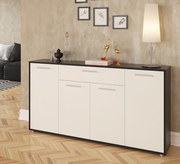 Comoda, culoare alba neagra, LUNIA