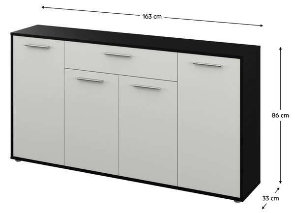 Comoda, culoare alba neagra, LUNIA