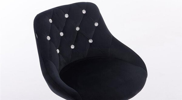 HR1054CCROSS Scaun Negru Catifea cu Bază Aurie